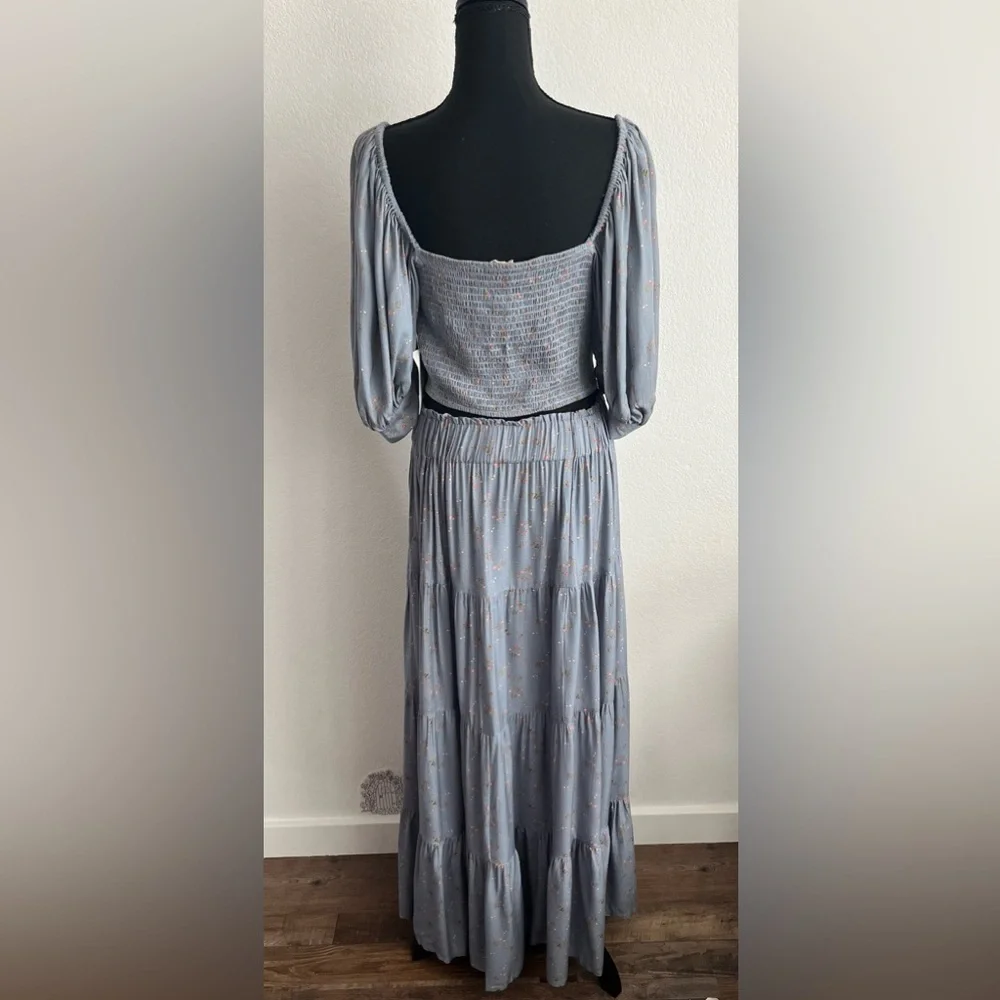 Jen’s Pirate Booty Dusty Blue and Floral Wilde Blouse and Skirt Set NWT - Picture 4 of 10